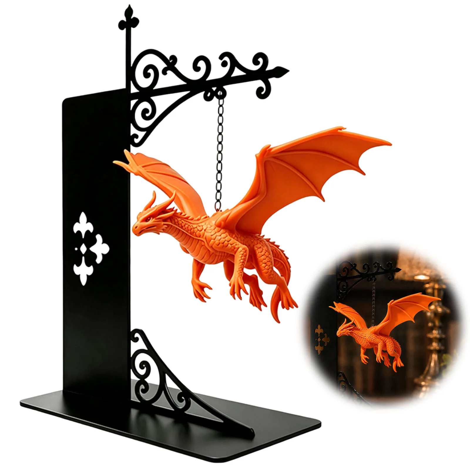 Creative Bookends Light Dragon Night Light Bookshelf Lamp Warm LED Fantasy Reading Corner Decor Metal Shelf