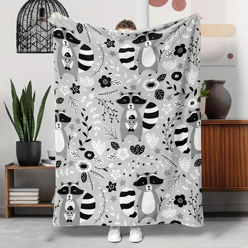 

Cartoon Animal Theme Flannel Blanket - Suitable for Sofa, Travel, Bed, Camping, Office, Decoration, Multipurpose - Christmas