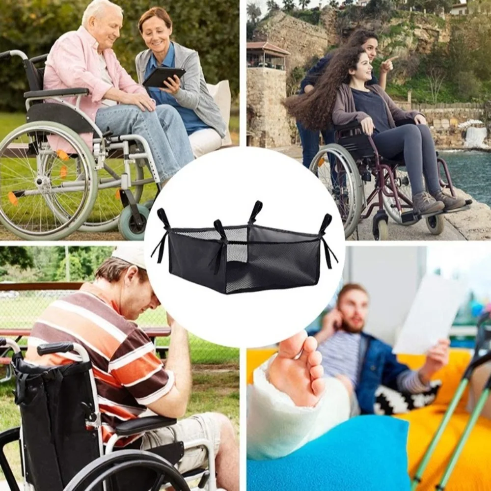 Hanging Under Wheelchair Storage Bag Portable Mesh Stroller Storage Basket Base Storage Folding Under Table Storage Net Walker