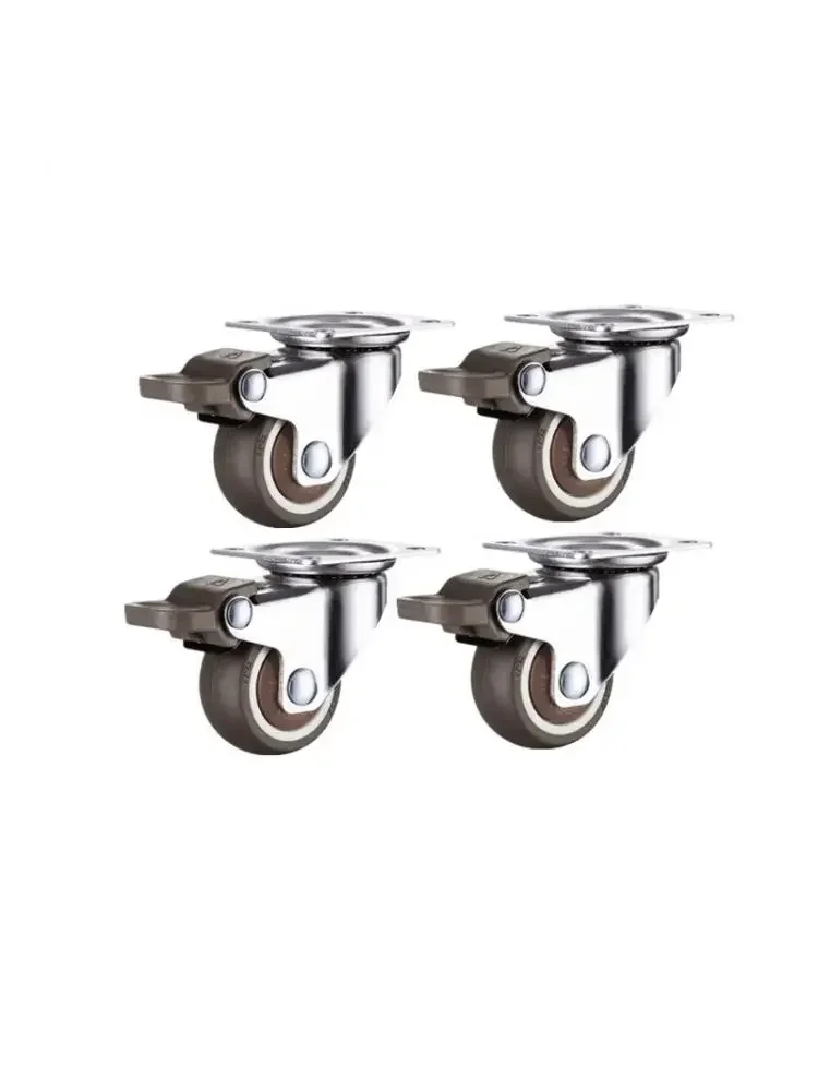 4 Pcs 1 Inch Flat Bottom Rubber Silent Universal Caster Furniture Cart Shelf Small Wheel 33KG