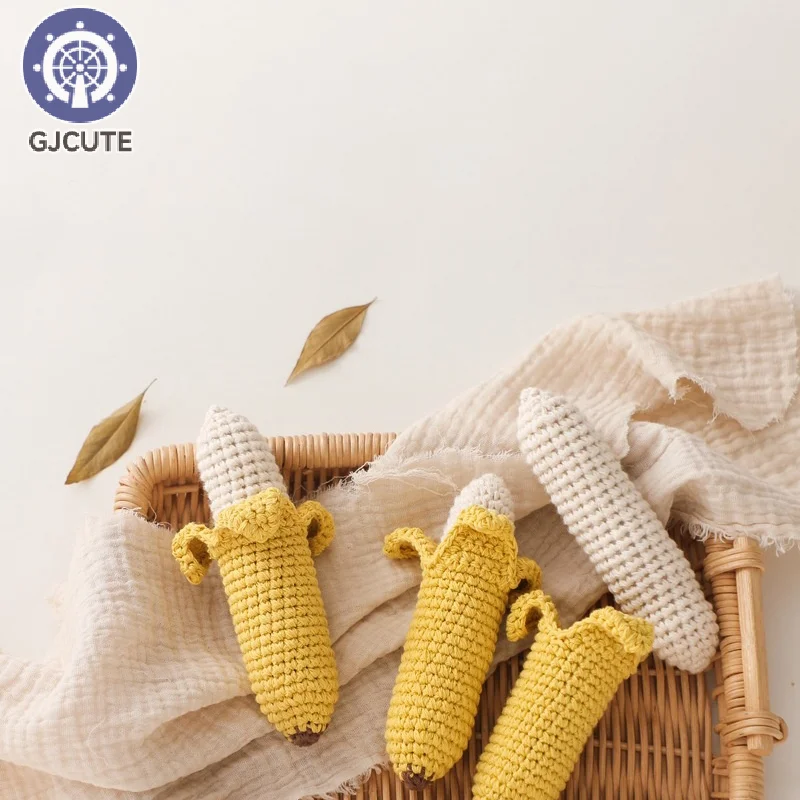 Per il limone sonaglio morso forza esercizio comfort giocattolo per bambini uncinetto frutta sonaglio giocattolo musicale massaggiagengive giocattolo neonato sonaglio regalo