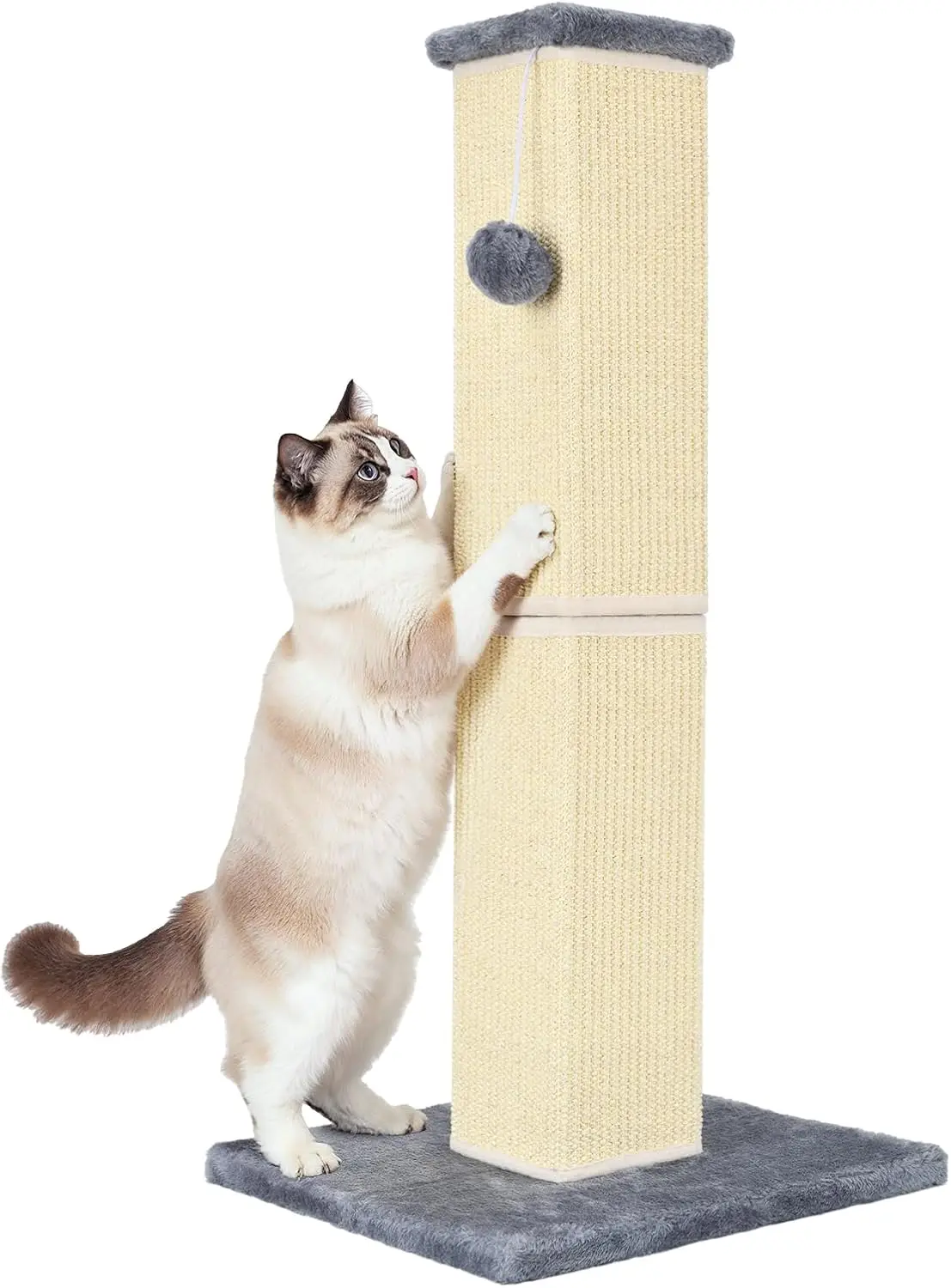 

32" Tall Cat Scratching Post for Large Indoor Cats & Kittens, Cat Scratcher with Extra Large Stable Base and Natural Sis