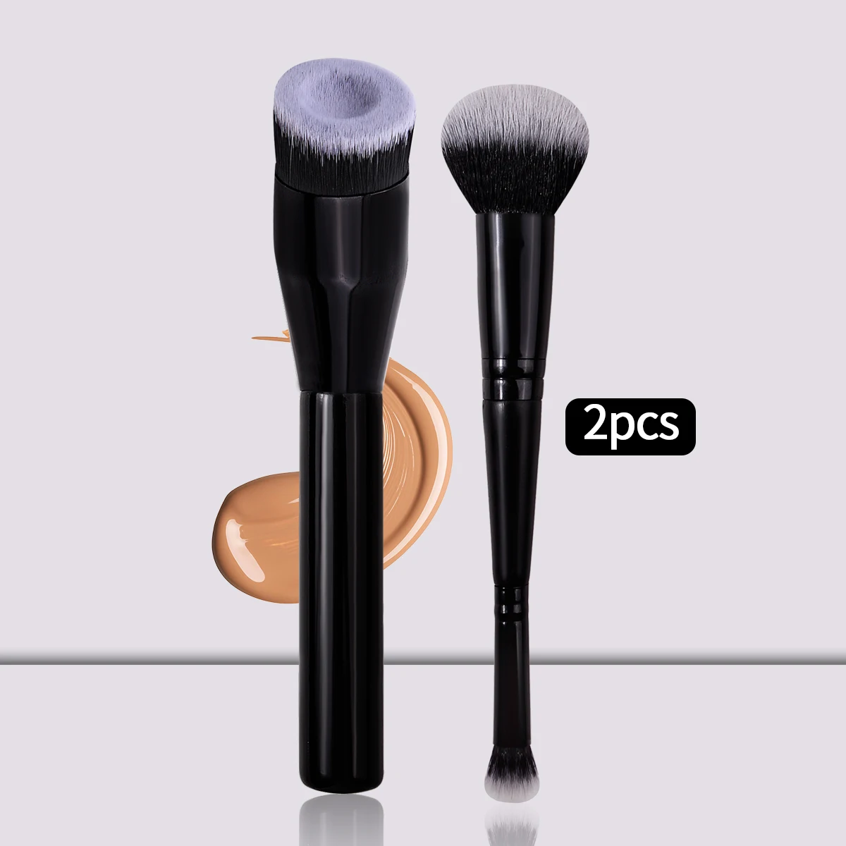 2PCS Concave dot Foundation Brush, double-head foundation and concealer two-in-one makeup brush, a multi-functional beauty tool