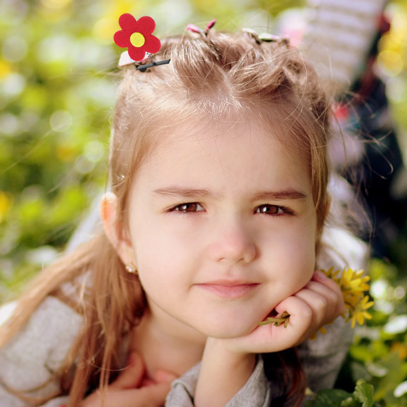 

10pcs Little Red Flower Hairpin Daisy Flat Clips Girls Accessories Cartoon Hair Clip Practical Everyday Use Durable Safe