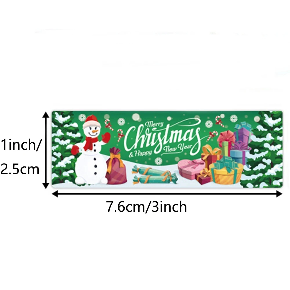 120pcs/roll Merry Christmas Stickers Rectangle Holiday Decorative Labels Decals Christmas for Business Package DIY Gift Wrapping