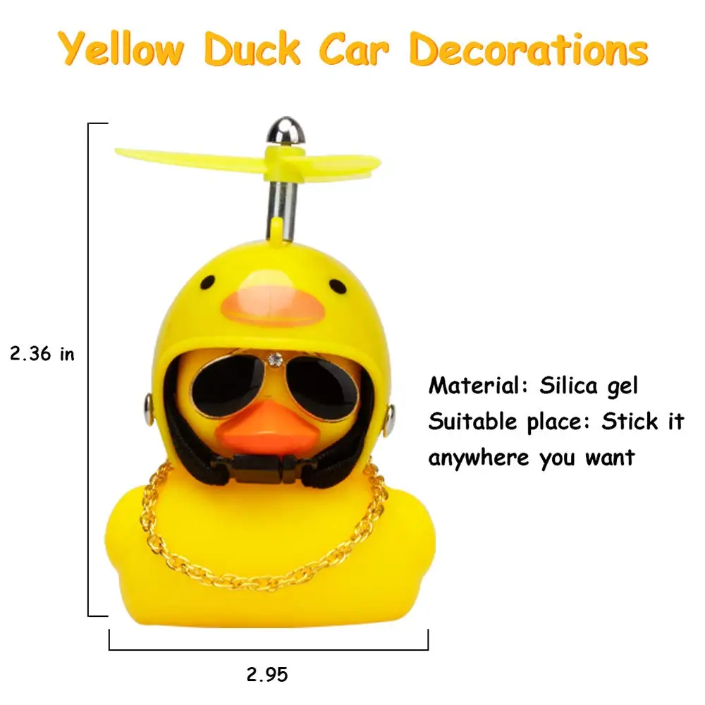 Rubber Duck Car Duck Car Ornaments Yellow Duck Car Dashboard Decorations with Propeller Helme Bicyle Duck