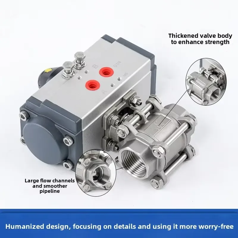 Q611F-16P Pneumatic 304 Stainless Steel High-Temperature Design Internal Thread Ball Valve for Water Media OEM Customizable