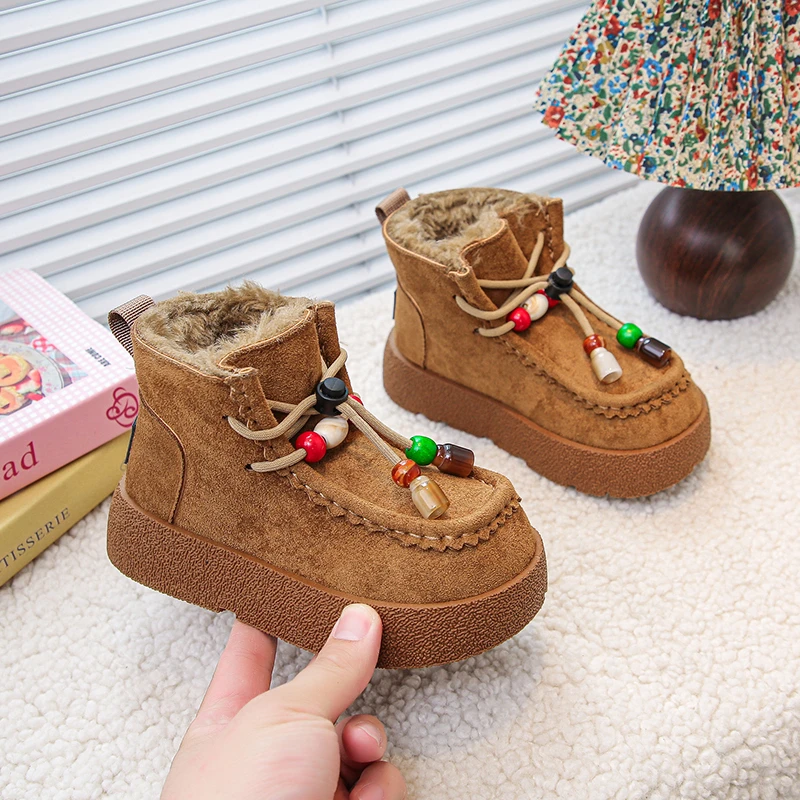 2025New Trend Children's Autumn Boots  Bottom Retro Bohemia Style Girls Ankle Boots Fashion Causal Kids School Leather Boots
