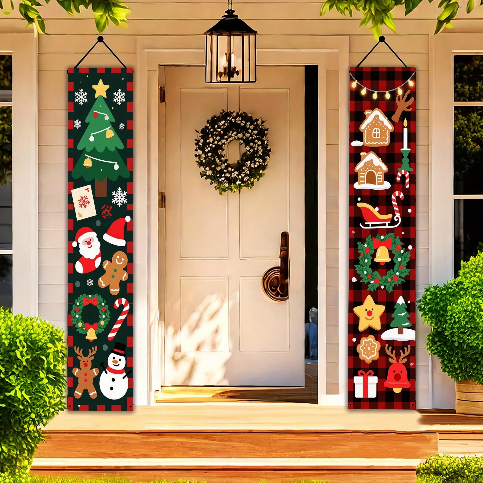 

Christmas Couplets Door Decorations Santa Claus Gingerbread Man Snowman Festive Home Decoration Wall Art