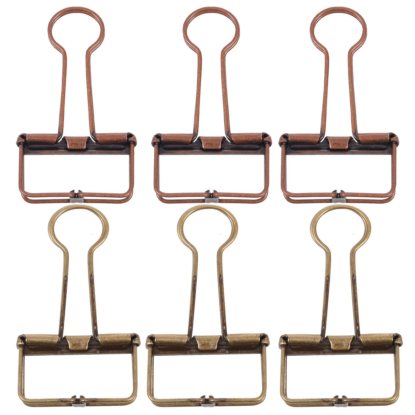 6 Pcs Elliot Folder Iron Binder Clips Office Bookshelf Paperclips Steel Wire File Clamp Organizing Retro Folders