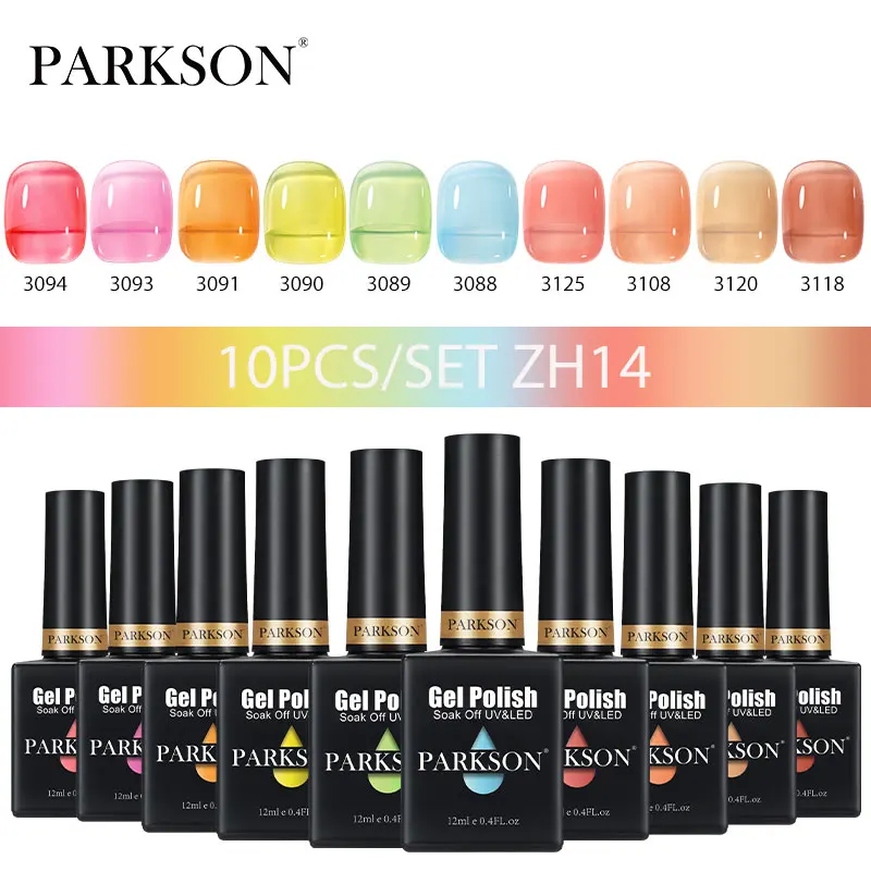 Parkson Jelly Gel Nail Polish Set Winter Fall Blue Red Green Purple Color Crystal Glass Translucent Gel Polish Kit 12ML 10PCS