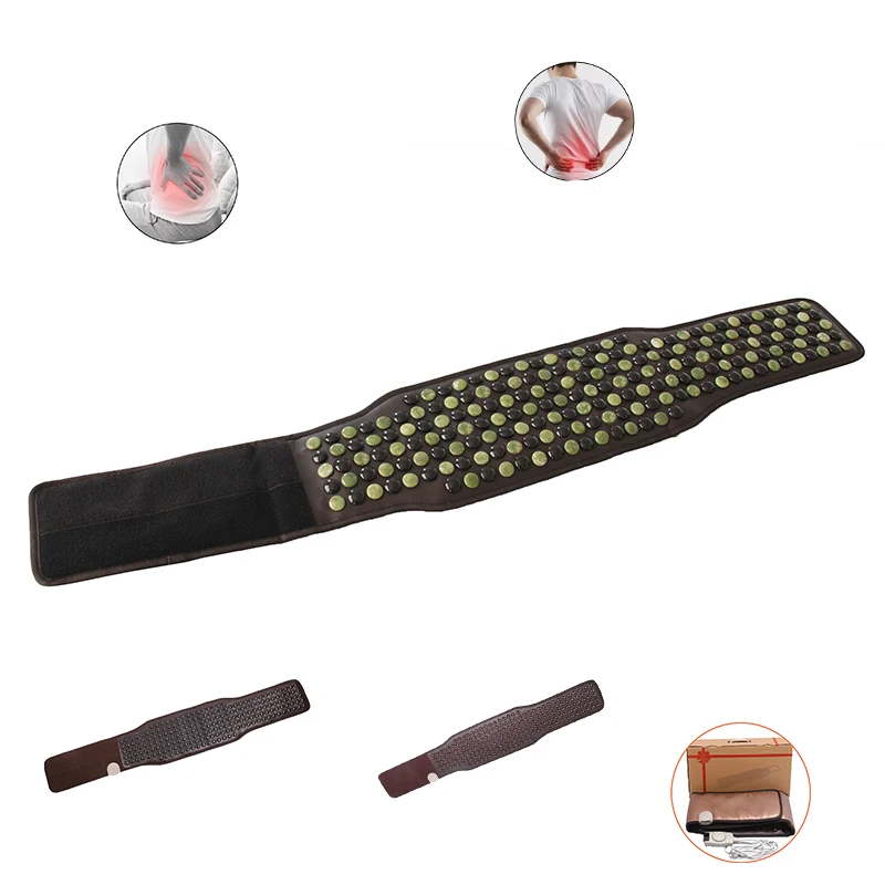 

Массажный коврик для физиотерапии с электроподогревом и горячими камнями, термомассажный пояс из турмалина и нефрита для спины от боли