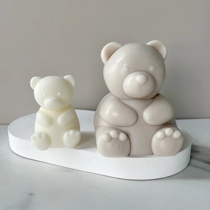 Image of Bären kerzen form niedliche Tier kerze Aroma therapie Gips Silikon form Duft kerze machen Dekor DIY Tier kuchen Backform