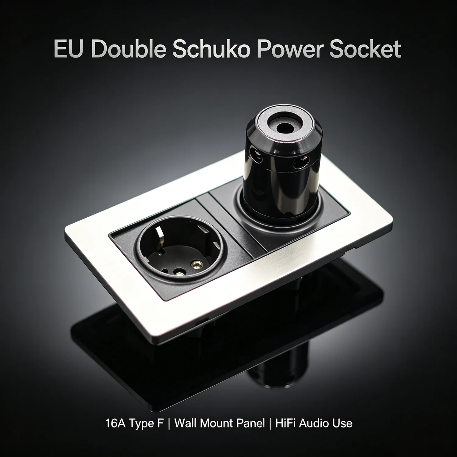 16A 250V EU Double Schuko Power Socket Panel Type F Wall Outlet For HiFi Audio Equipment Home Wall Mount