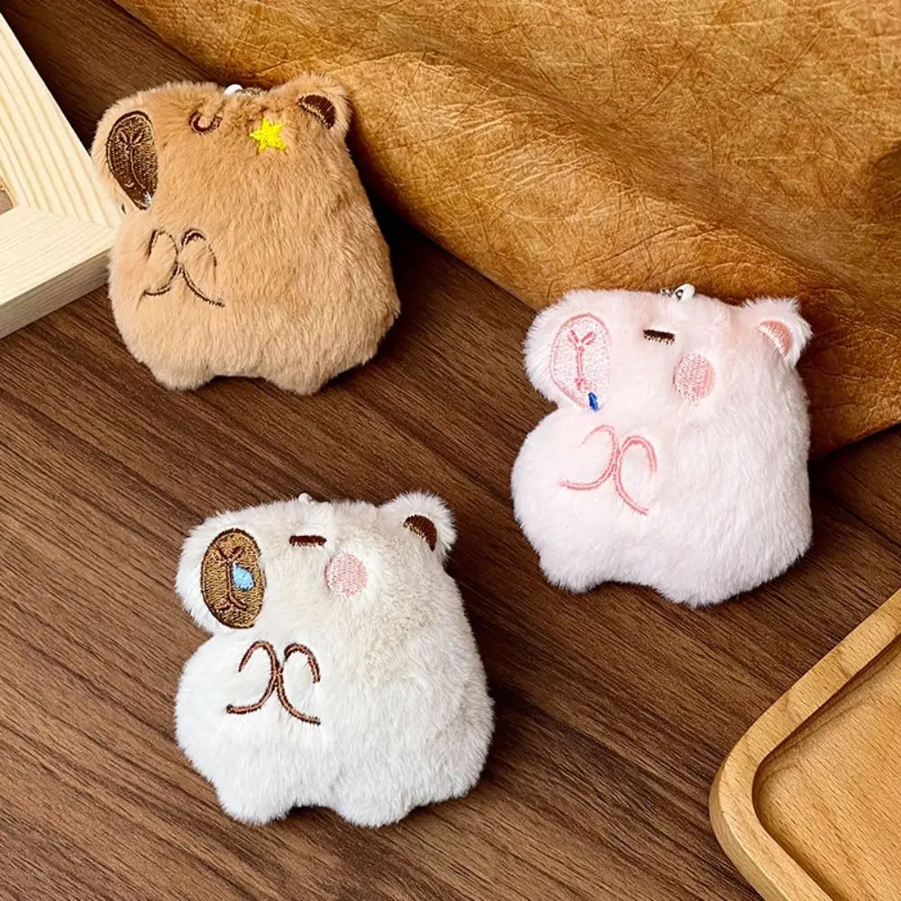 Cute Cartoon Capybara Plush Keychain Soft Toys Ball Chain Charms Plush Stuffed Guinea Pig Pendant Kids