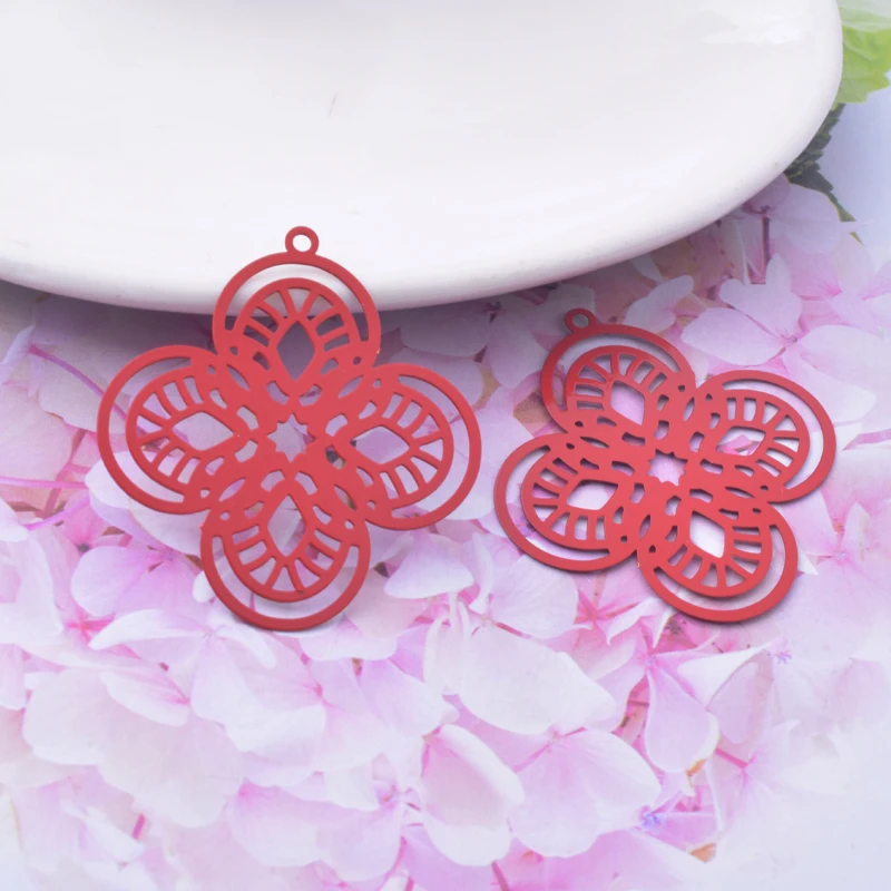 30 Stück/Set AB6757 37*35 Messing Filigran Goldfarben Blumen-Anhänger Schmuckmaterialien Geeignet für DIY-Ohrringe – Detail 4