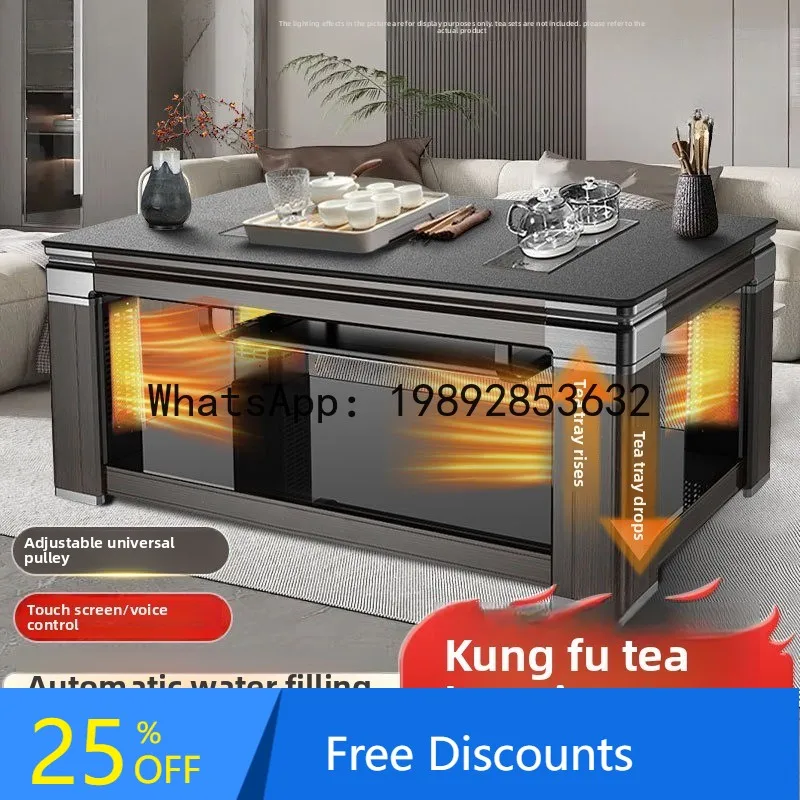CZ Heating Table Adjustable Height Rock Plate Kung Fu Tea Table Living Room Tea Brewing Electric Heater for Home Use