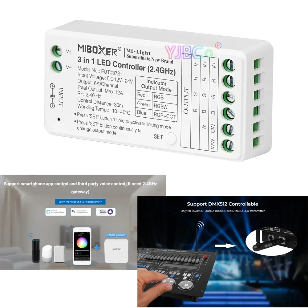 Miboxer monochrome/Dual White CCT 2.4G Sunrise Remote 2 in 1 dimmer RGB RGBW RGB+CCT Rainbow Switch 3 in 1 LED light Controller