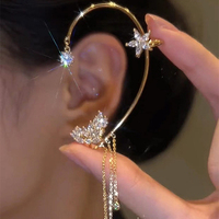 Gold Color Ear Bone Clip For Women Sweet Exquisite Sparkling Crystal Star Ear Cuff Clip Earring Wedding Jewelry Accessories Gift