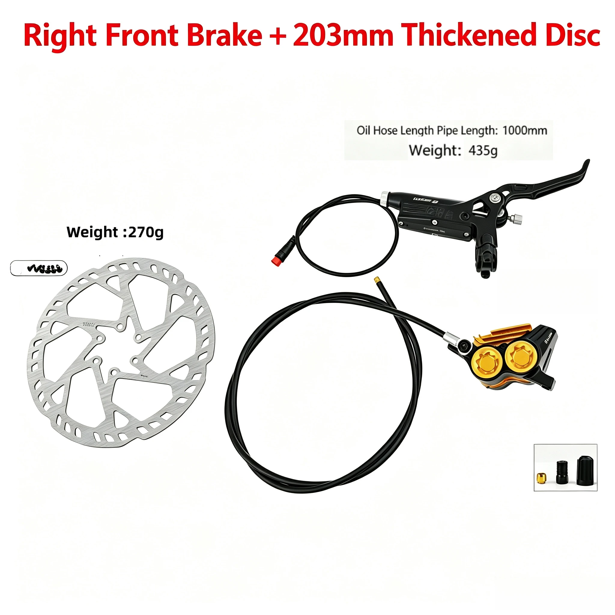 ZOOM HB-950E 4 Piston Hydraulic Disc Brake With Power Cut-off Sensor Golden Cooling Fins Front 1000mm Rear 1850mm for E-Bike image 3