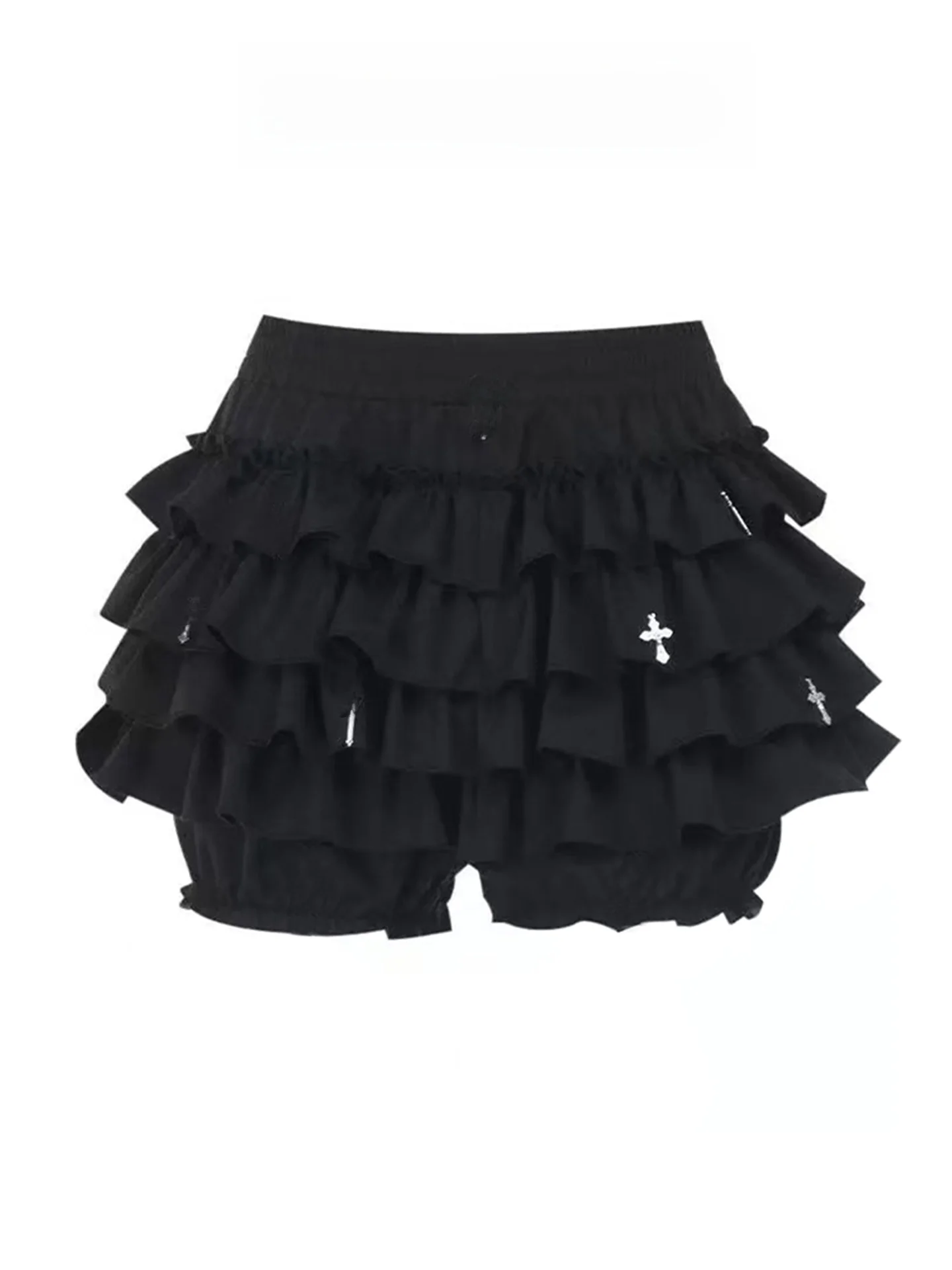 

Bla Punk Girl ort Skirt f-length Cross Design Puffy Skirt for Women Spring Autumn Gothic Subculture Cake Skirt