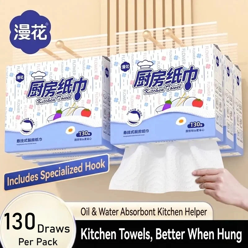 130–390 Sheets Disposable Kitchen Wipes Extra-Thick Non-Woven Cleaning Cloths Dish Rags Kitchen Paper Scouring Pads