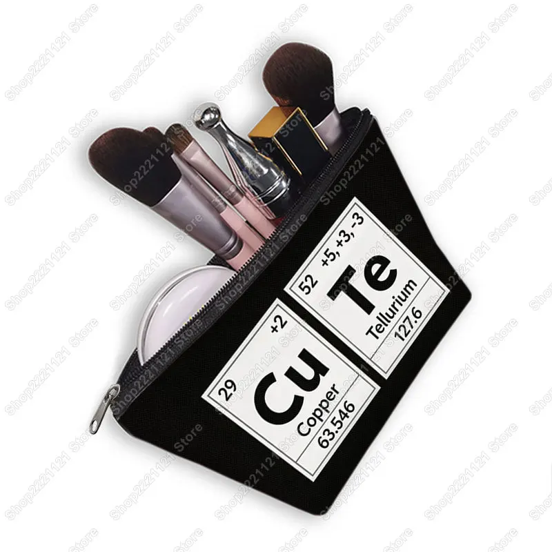 Funny Science Meme Cosmetic Case Chemistry Nerdy Women Makeup Bags Element Periodic Table Napkin Lipstick Storage Toiletries Bag