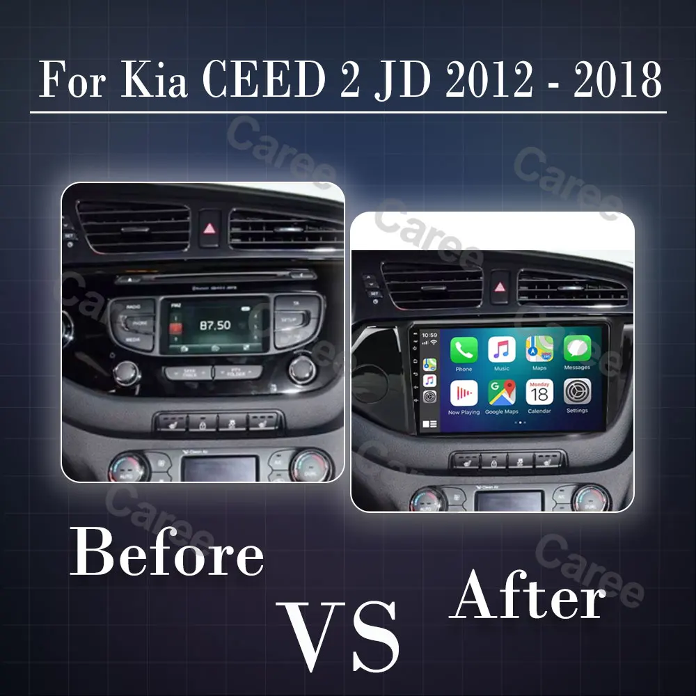 Android Auto Carplay For Kia CEED 2 JD 2012 - 2018 Car Radio Stereo Multimidia Player GPS Navi Bluetooth Stereo QLED Screen WIFI