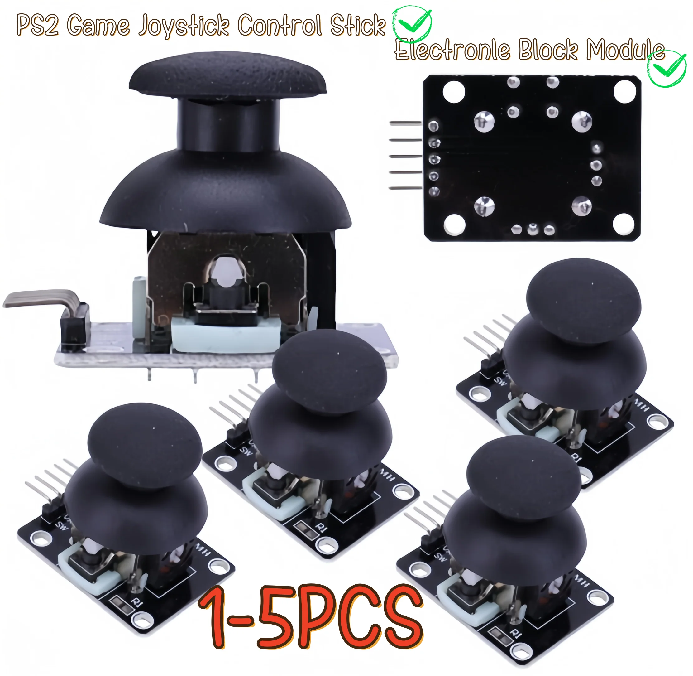 1-5PCS Higher Quality PS2 Joystick Control Lever Sensor For Arduino Dual-axis XY Joystick Module KY-023 Rated 4.9 /5 5V Adjustab