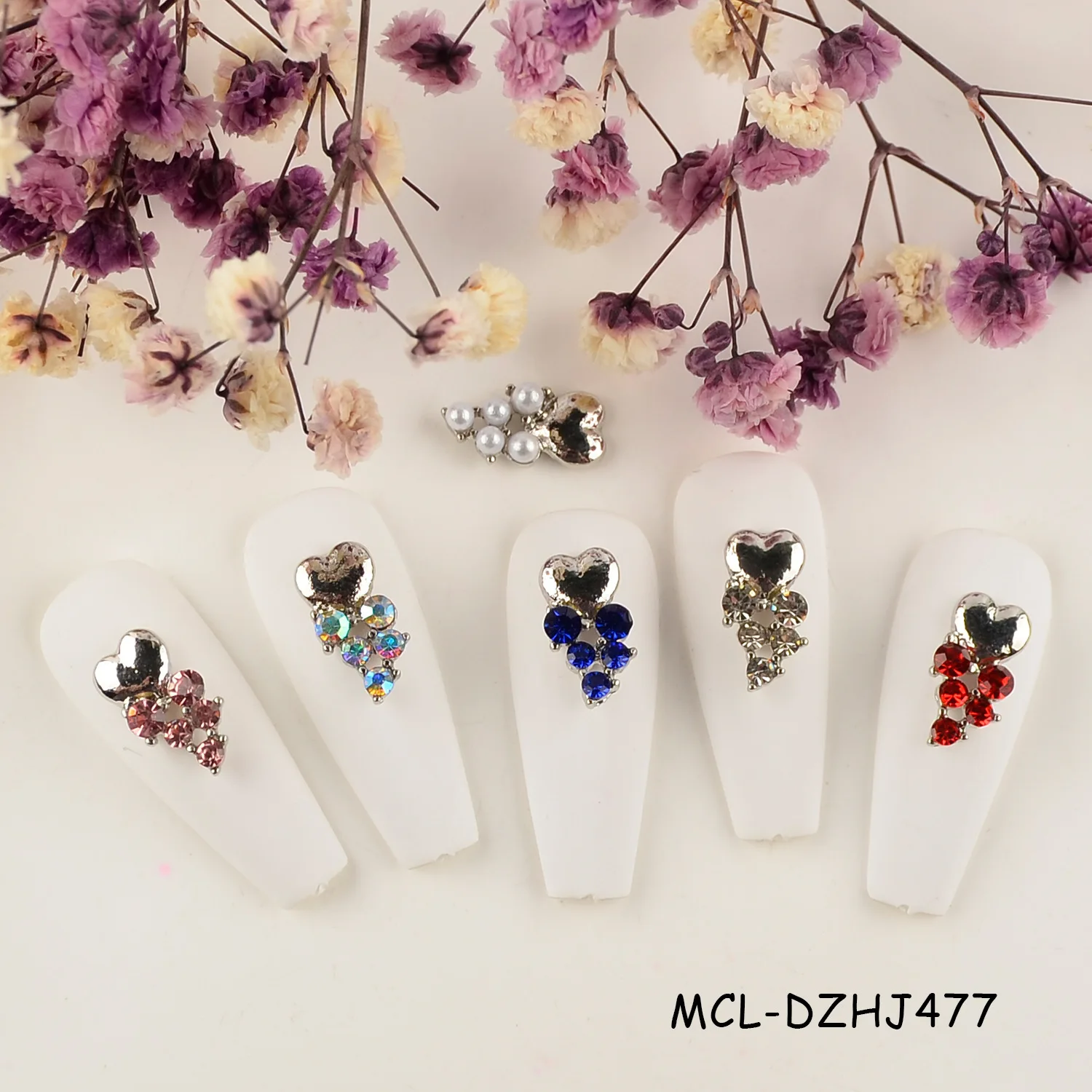 Elegant Alloy Rhinestone Nail Accessories for DIY 3D Nail Decoration - 20pcs Love Nail Art Decorations