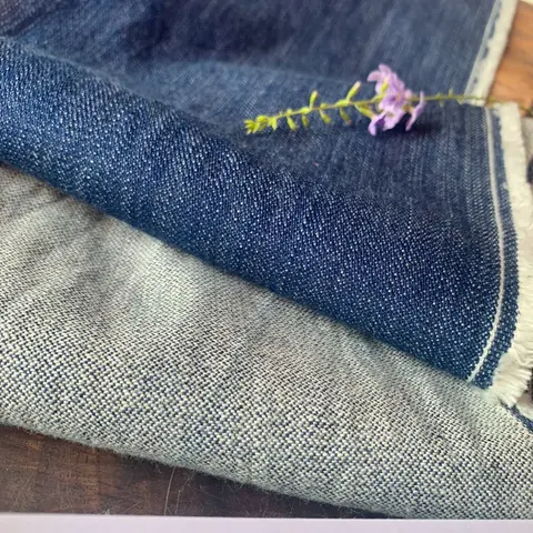 100% Cotton Denim Fabric Blue White Yarn Dyed Pattern Heavyweight Premium Autumn Winter for Dress Vest Jacket DIY Sewing