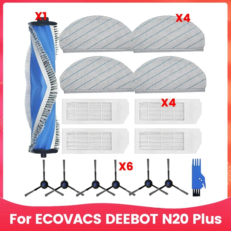 Jdzd-acessórios para ecovacs deebot n20 plus aspirador de pó escova lateral principal filtros hepa mop almofadas kit peça substituição