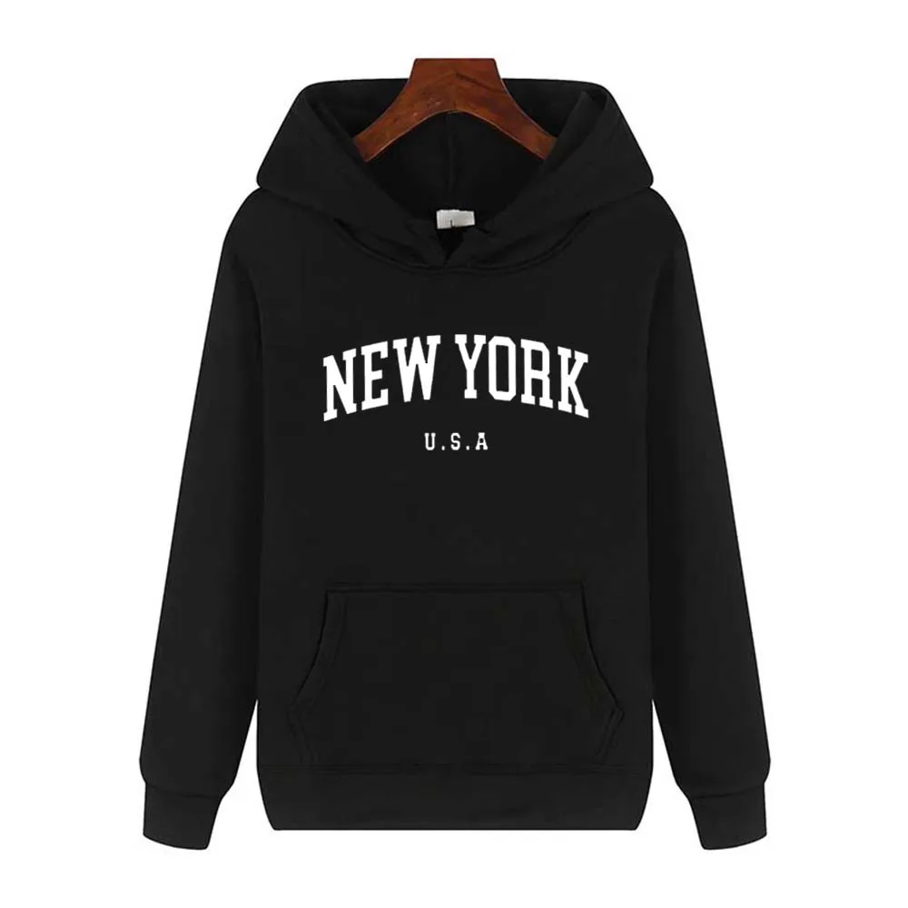 

York U.S.A City Hoodies Men Women New Fashion Letter Printed Graphic Sweatshirts Loose Casual Harajuku Hooded Pullover Sportwea