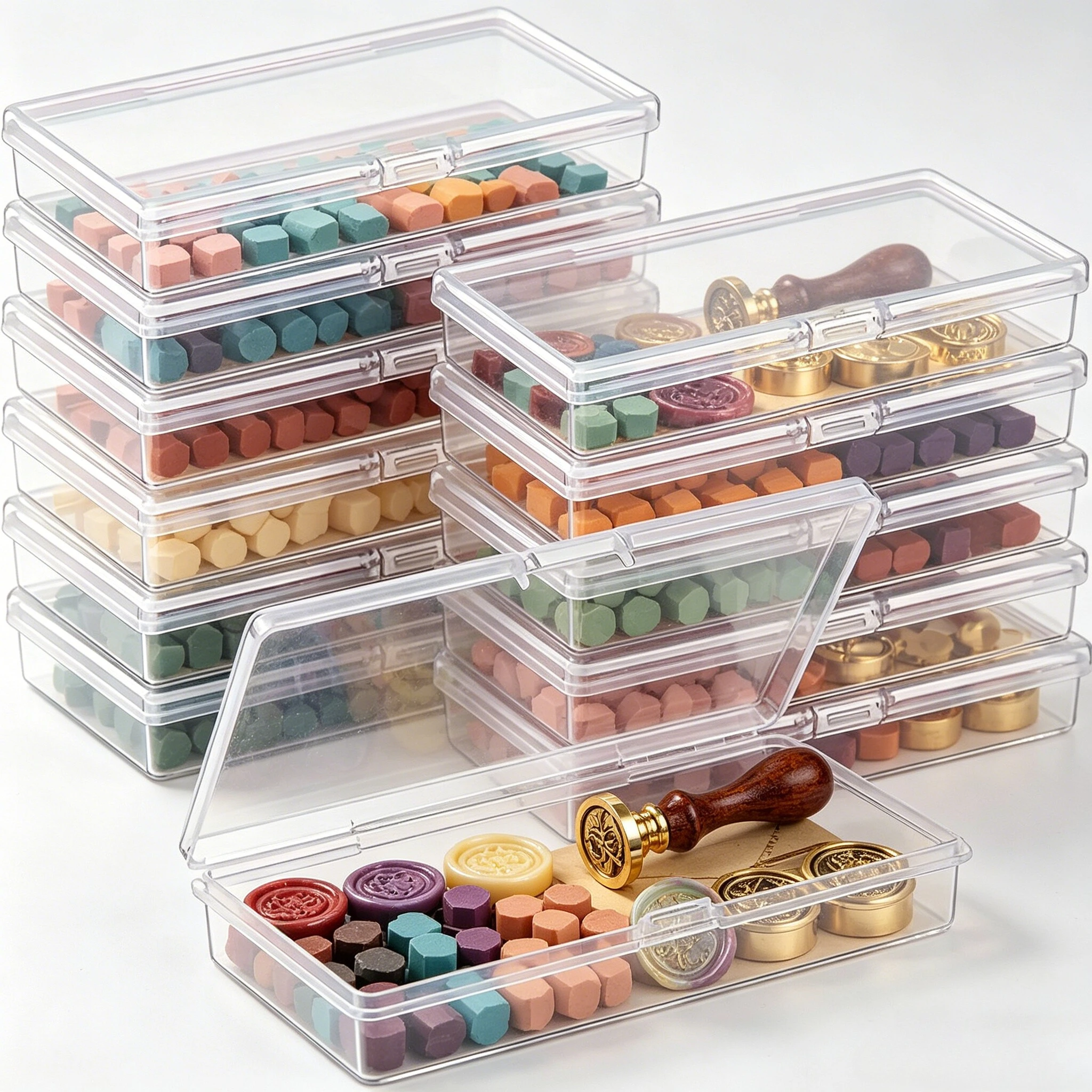 3pcs Storage Boxes with Snap-Close Lids - Stackable Organizer Containers, Transparent Closet, Drawer & Shelf Storage for Crafts