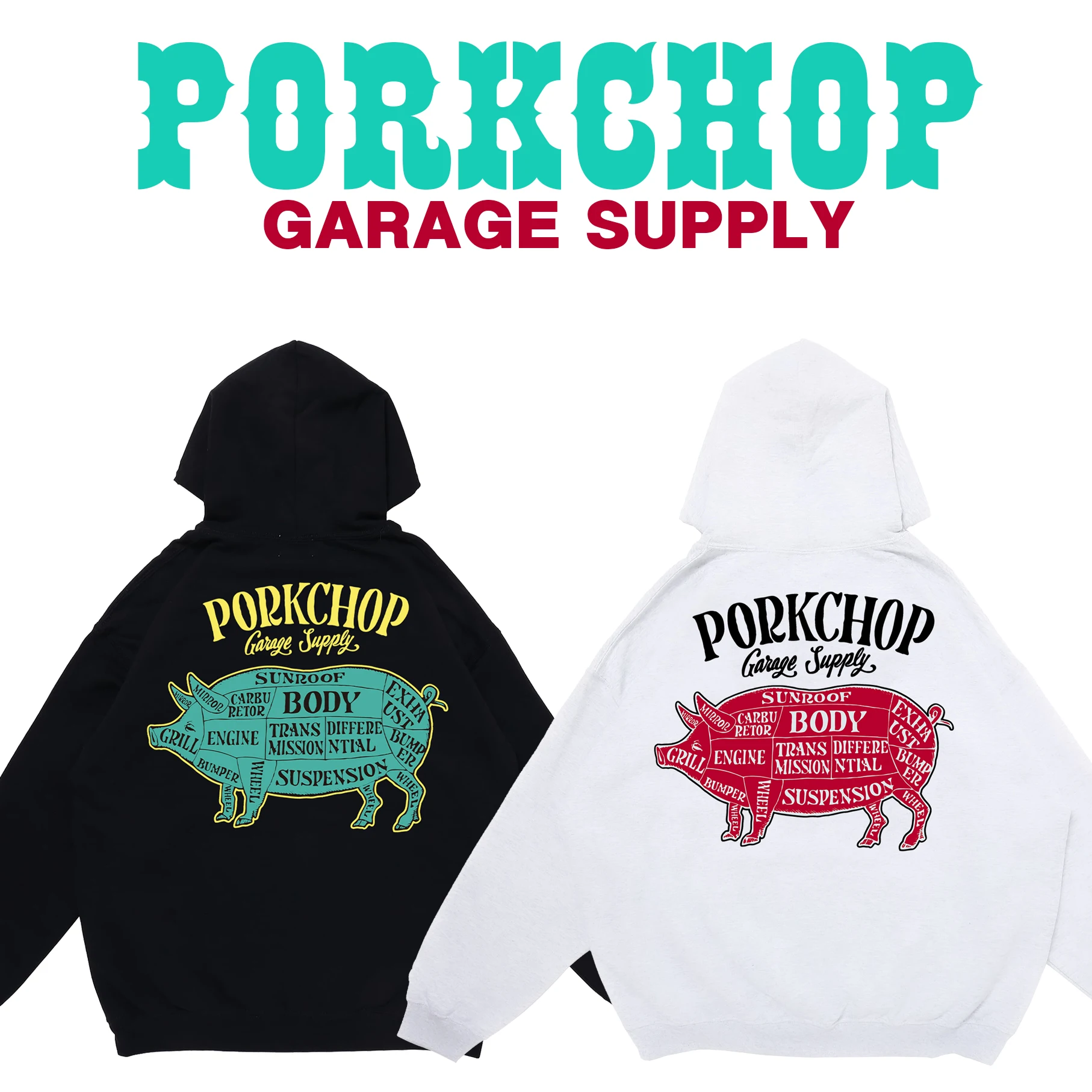 

Hoodies for men Hooded Porkchop Pig Black White Streetwear Clothing Kanye y2k Halloween Sweatshirt Women