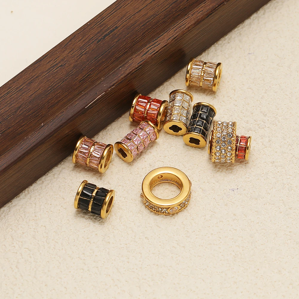 3 Stück Edelstahl-Zirkonia-Röhrchen-Abstandsperlen für DIY-Schmuckherstellung, Ohrringe, Armbänder, Anhänger, Halsketten-Zubehör – Detail 4