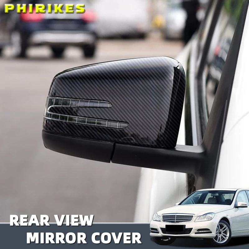 2 Pcs Replacement Carbon Fiber Pattern Rearview Side Mirror Cover Caps For Mercedes Benz W176 W246 W204 W212 W221 C117 X204 X156
