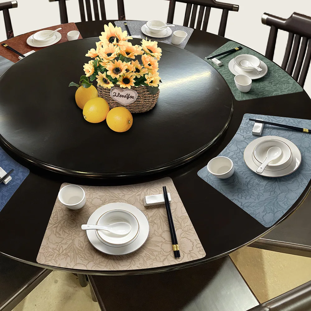 Leather Fan-shaped Placemat Oil Proof Western Placemat New Chinese High-end Hotel Home Table Mat