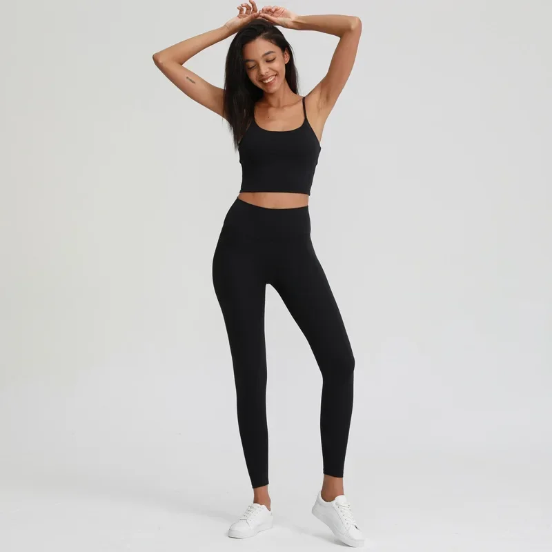 Conjunto de traje de Yoga de cintura alta desnudo para mujer, traje de Fitness, parte de atrás bonita, sujetador deportivo, glúteos de melocotón, superventas