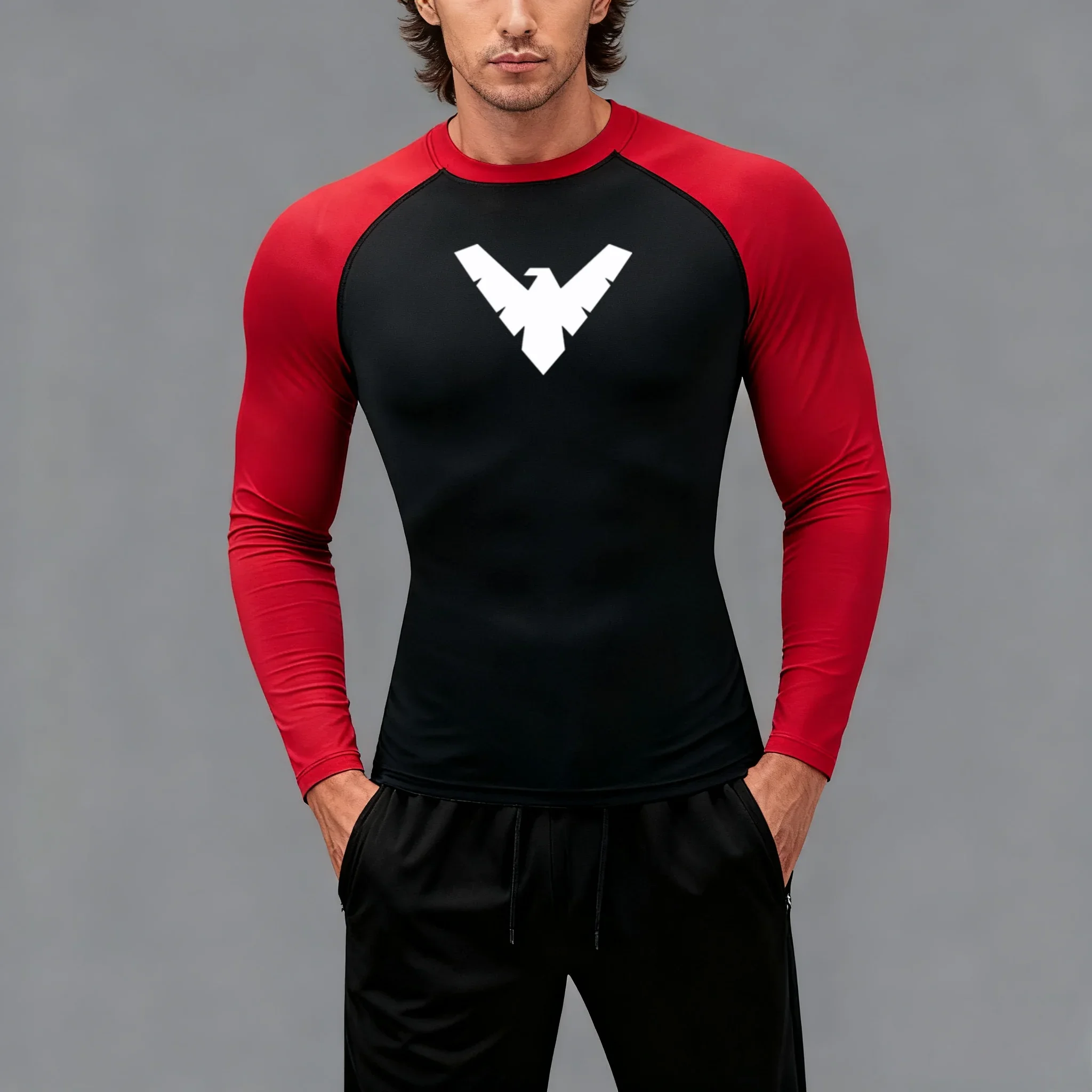 

Мужская спортивная футболка, быстросохнущая рубашка для бодибилдинга, бега, компрессионный топ с длинными рукавами, футболка для спортзала, мужская плотная Рашгард для фитнеса