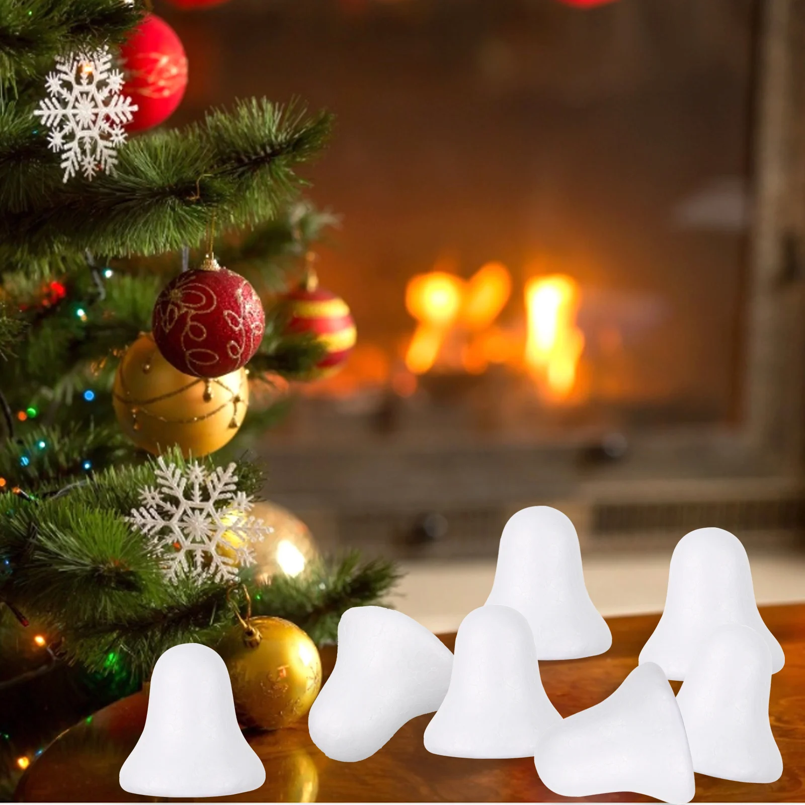 

50pcs White Foams Jingle Bell Mould Diy Craft Decoration For Christmas Party Holiday Gift Idea Foams Jingle Bell