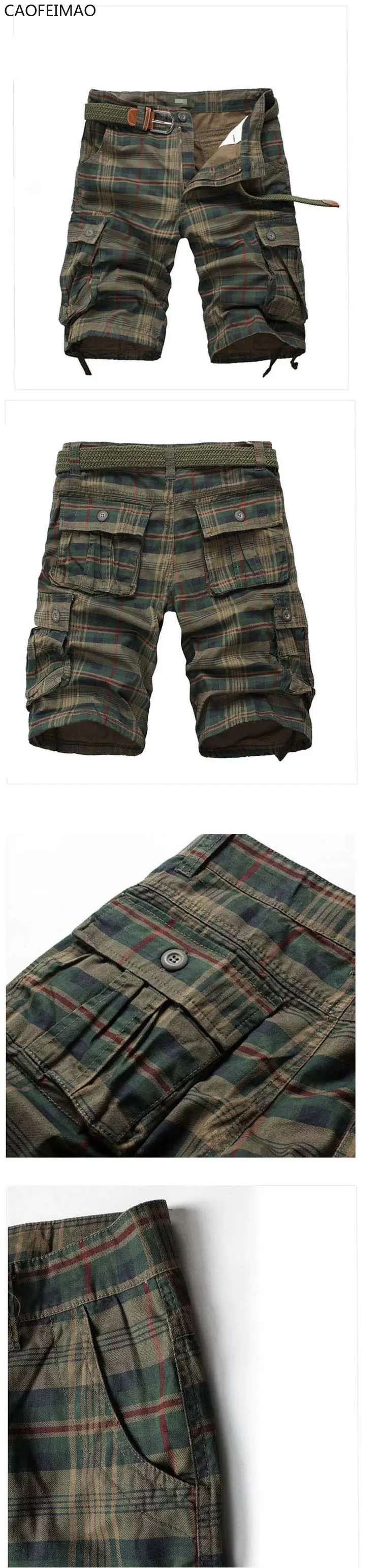 Mannen Medium Broek Zomer Katoen Comfortabele Outdoor Sport Strand Broek Trend Plaid Shorts Losse Straight Grote Maat Cargo Broek