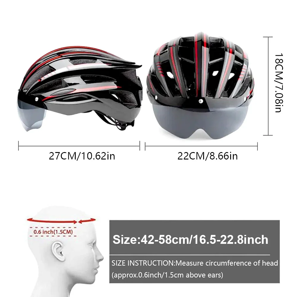 Bike Helmet Detachable Magnetic Goggles UV Protective, Bicycle Helmet Men Women Mountain Road Adjustable Adult Cycling Helmet