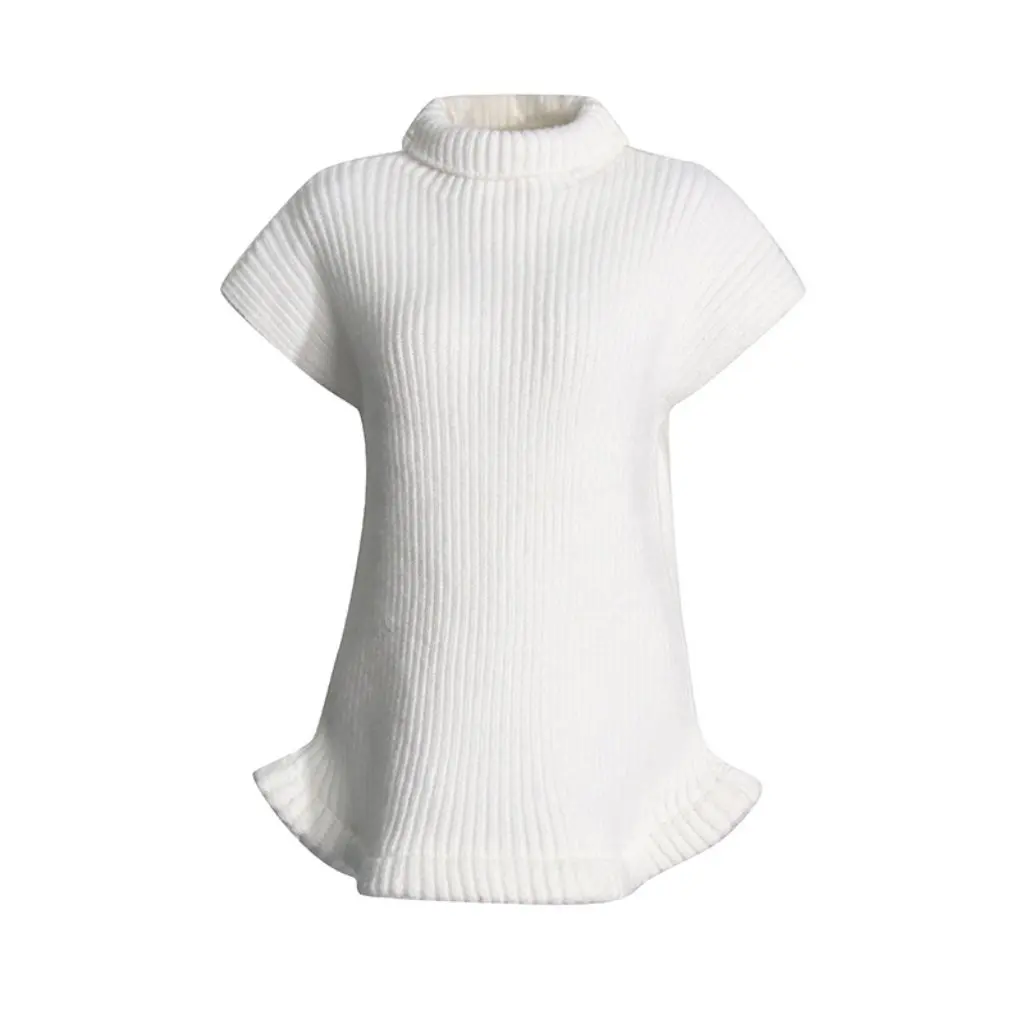 

Women's Korean Style Fashionable Casual Knit Sweater Half-High Collar Sleeveless Pullover Solid Color Casual Wear