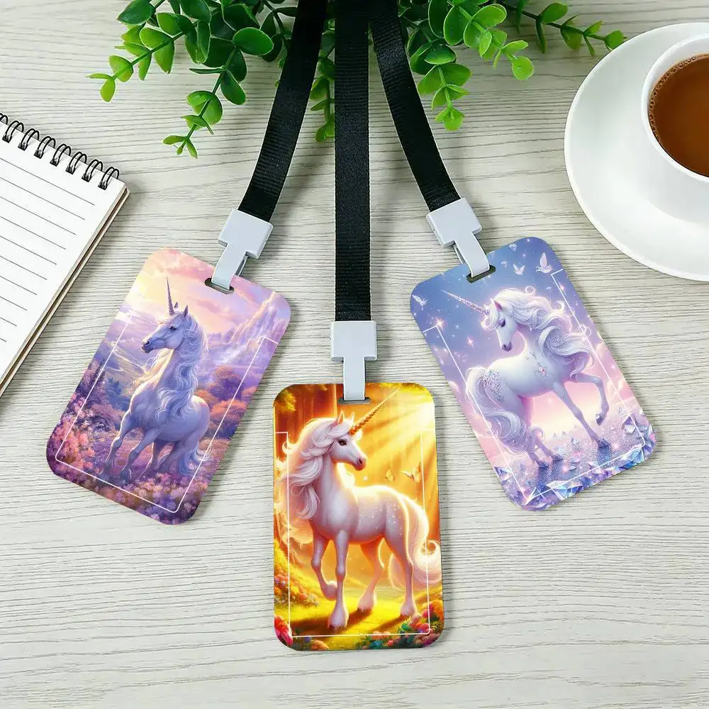 Unicorn Black Lanyard Card Holders Student Meal Cards And Campus Ids School