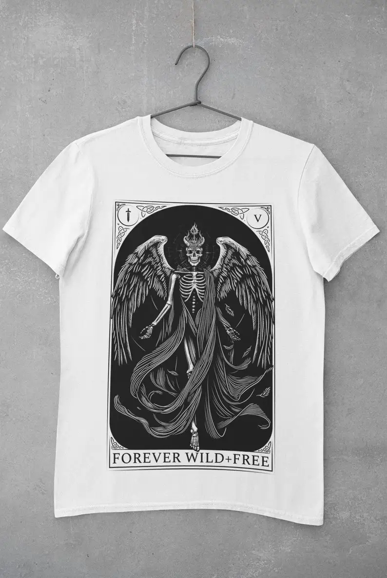 

The Fallen Tarot Style Unisex Black on White T-Shirt