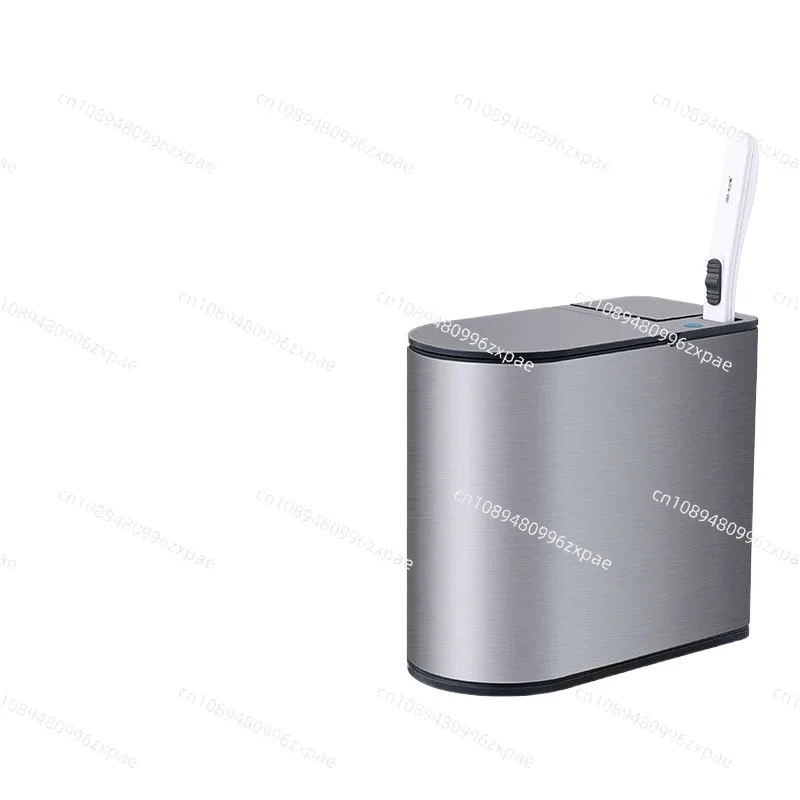 Intelligent induction trash can, sanitary with lid, disposable toilet brush, 7L waterproof bathroom narrow bucket