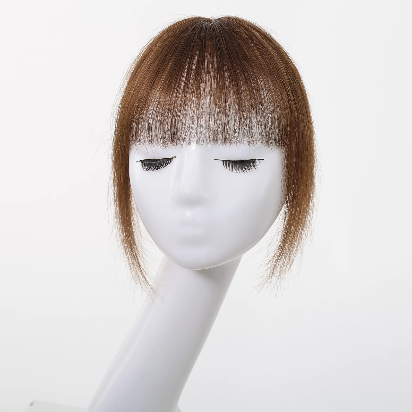 100% ريمي الشعر البشري القبعات العالية مع الانفجارات البني قطع الشعر ثلاثية الأبعاد Wispy الانفجارات للنساء شعر رقيق شعر بشري حقيقي توبر كليب في #4