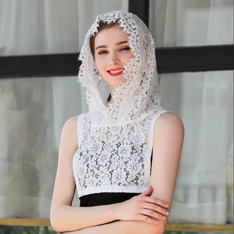 

Elegant Sweatshirt Fake Hat Collar Hooded Lace Decorative Collar Hollow Detachable Sun Protection Collar Clothing Accessories
