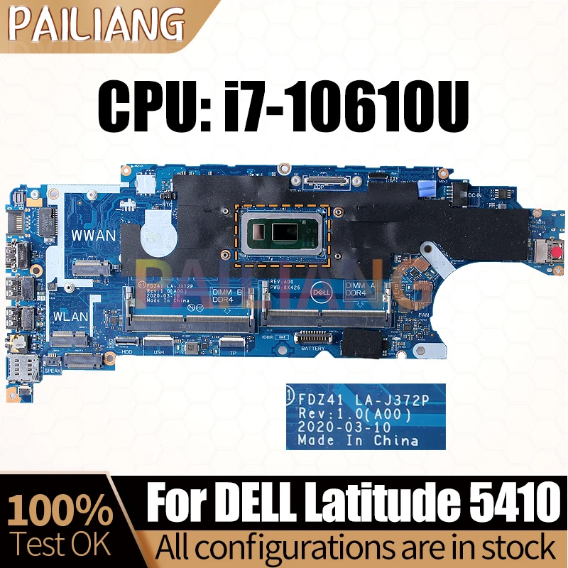 Imagem -02 - Laptop Mainboard para Dell Latitude 5410 La-j372p Srgkv I710610u 067vj9 Completo Testado